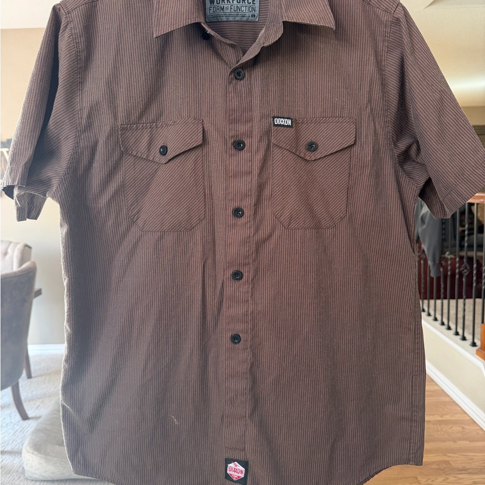 DIXXON Brown pin striped Short Sleeve Men's Shirt